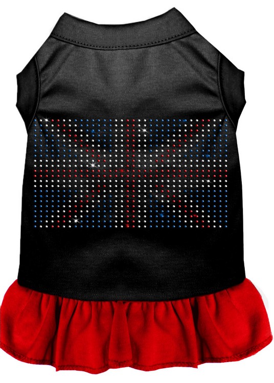 Rhinestone British Flag Dress Black with Red Med